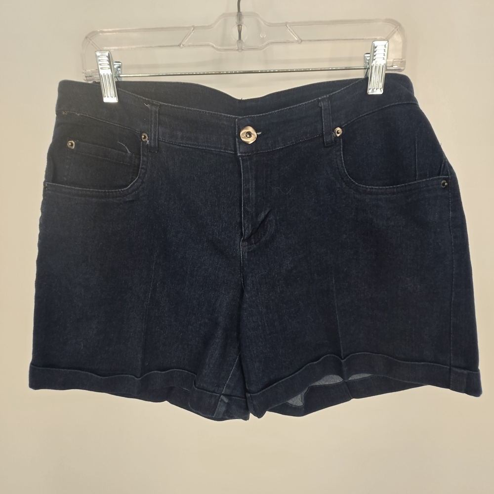 Retro Style Dark Blue Denim Women’s High Waist Shorts Size 16 (6518)